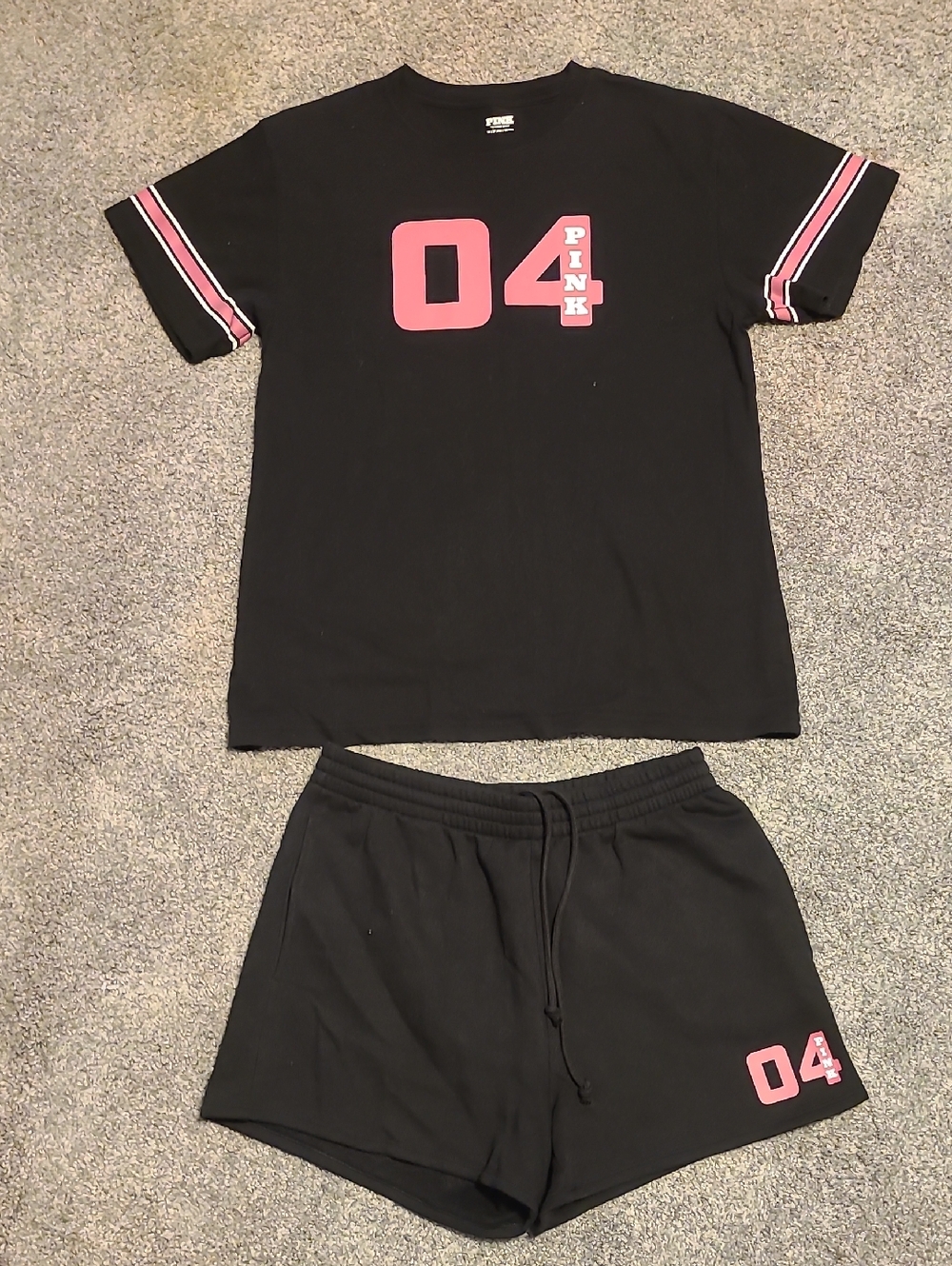 PINK 04 Black & Pink Campus Tee and Shorts Set